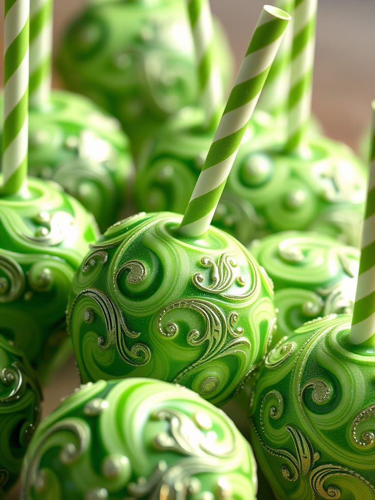 Vibrantly Swirled Candy Apples in Anime-Inspired Digital Art