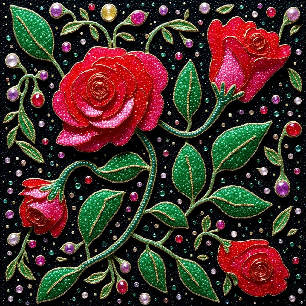 Elegant Floral Beadwork in Jewel Tones