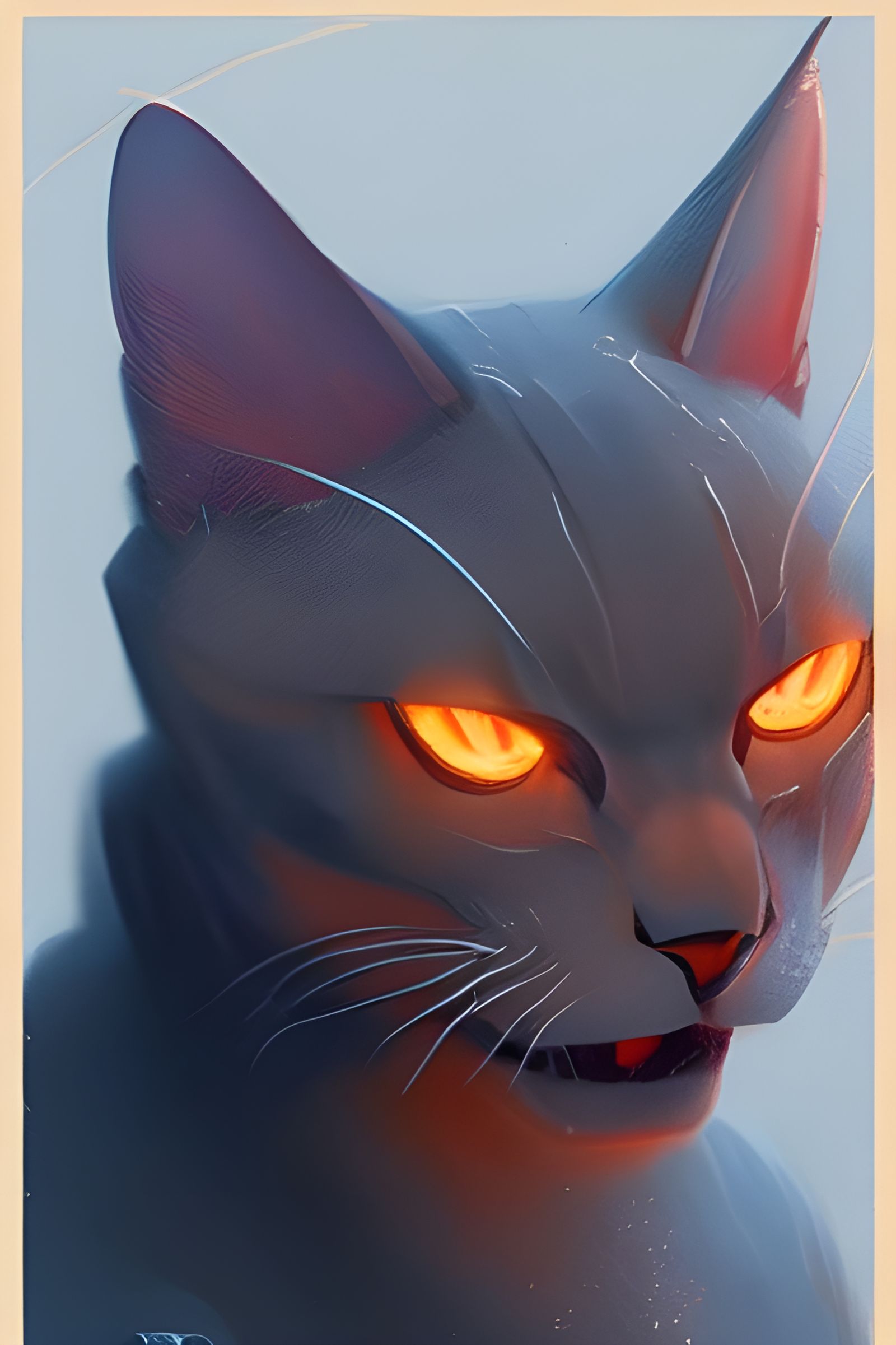 Warrior Cat Portrait in Photorealistic Digital Art
