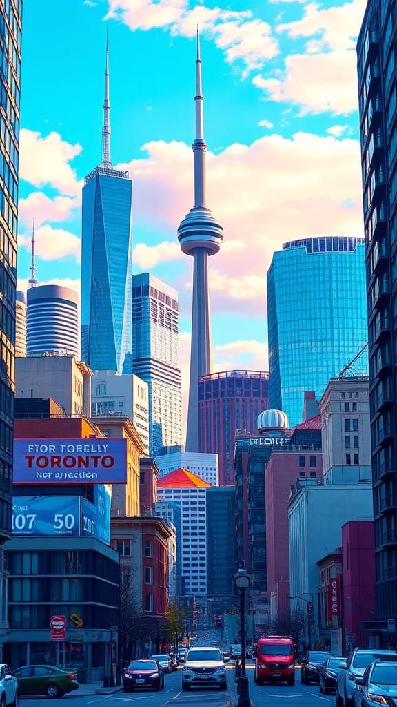 Vibrant Cubist Cityscape in Toronto