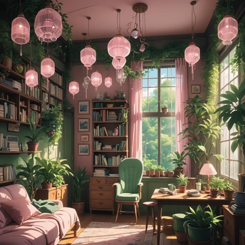 Cozy Room in Studio Ghibli Anime Style