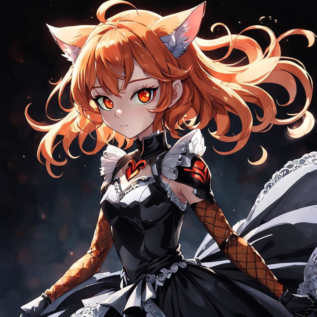 Ethereal Catgirl in Vibrant Anime Style