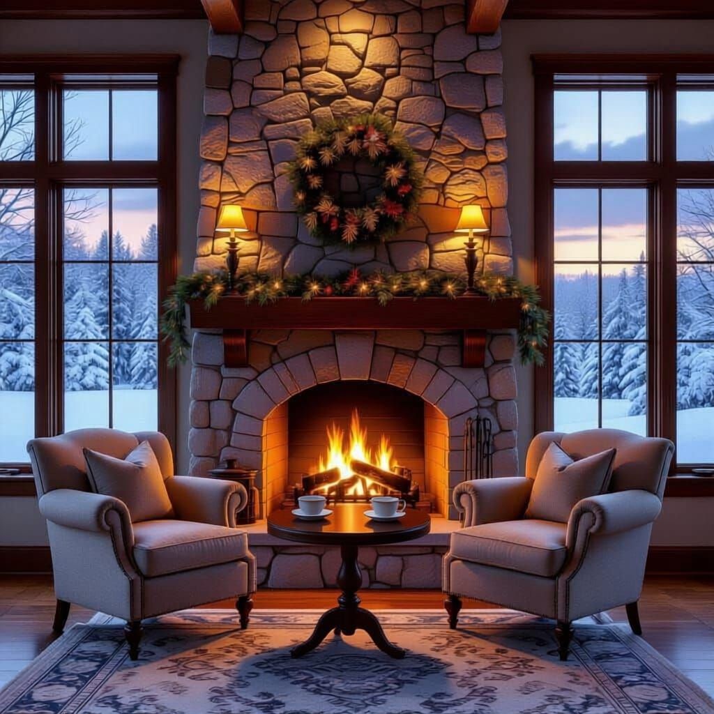 Cozy Fireside Tea in Winter