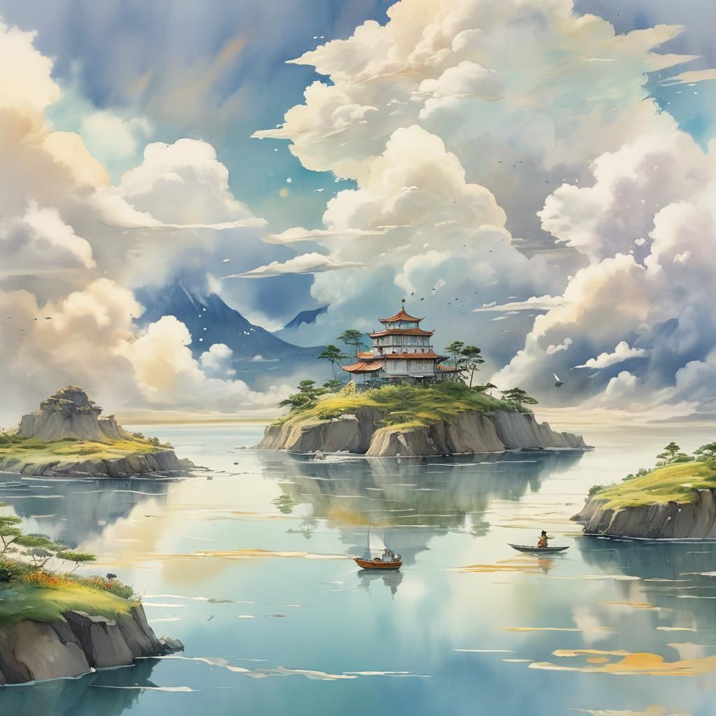Hayao Miyazaki, Castle in the sky. Aquarelle