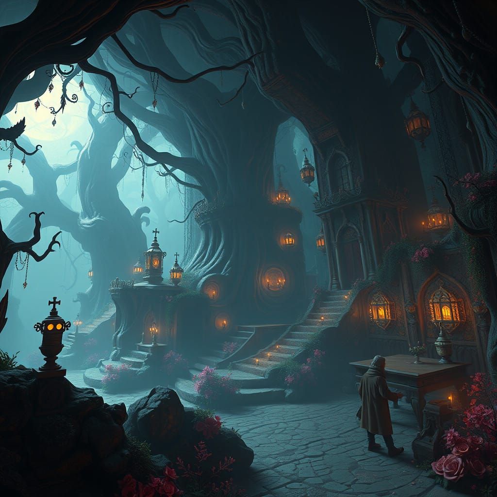 Dreamlike Mystic Realm in Dark Fantasy Aesthetic