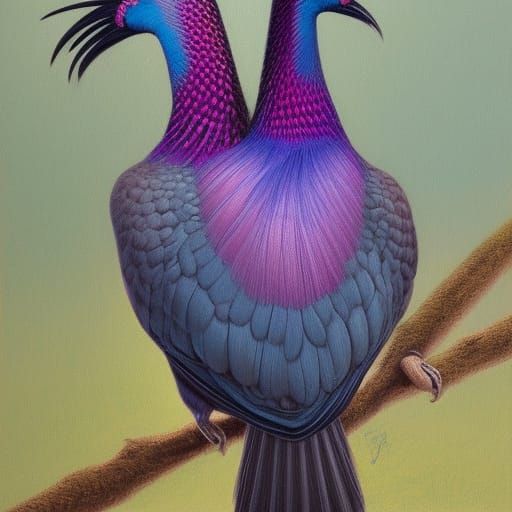Victoria Crowned Pigeon as Oil Painting