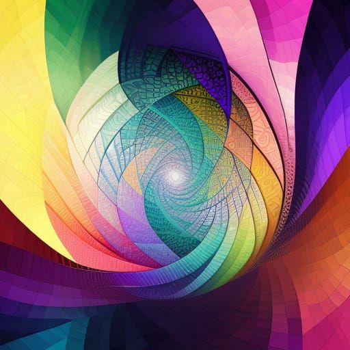 Abstract Vector Fractal Flower in Escher & Riley Style