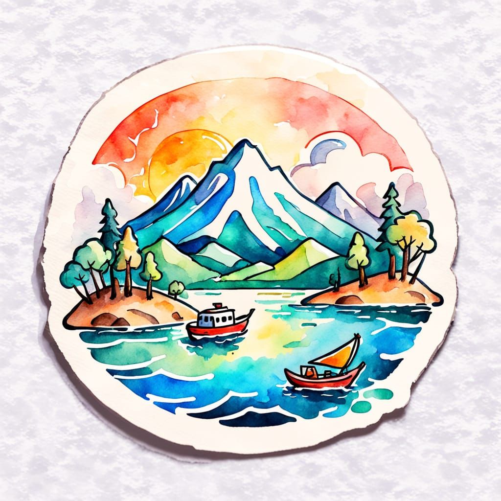 Vibrant Travel Symbols Watercolor Logo