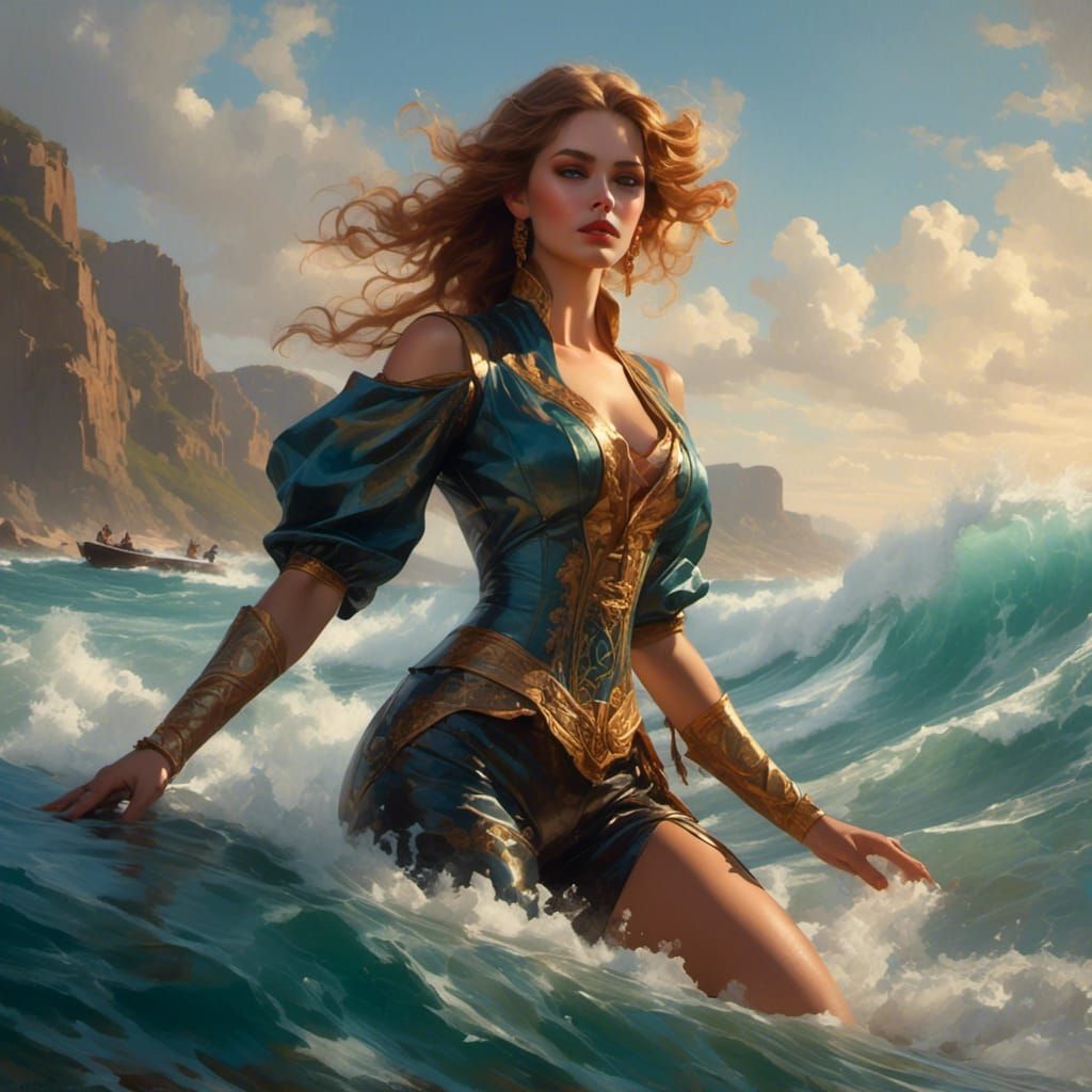 Venus Rising: Hyperdetailed Portrait in Art Nouveau Style