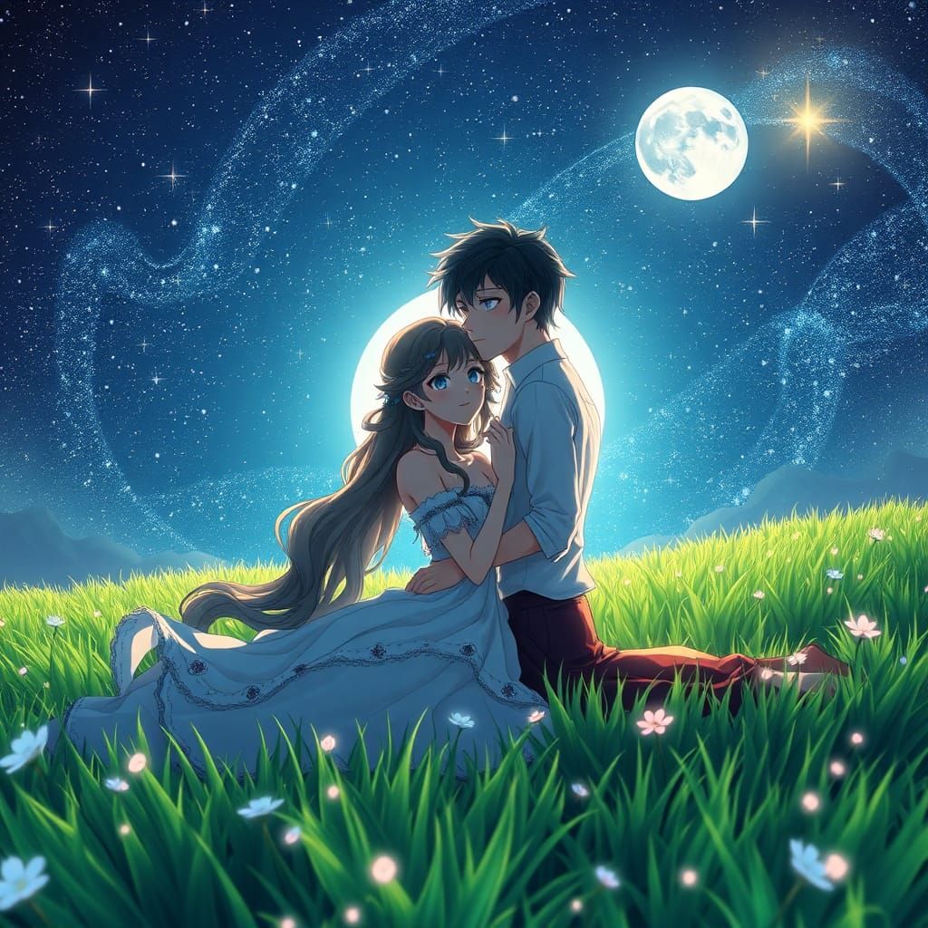 Eternal Lovers Under a Celestial Starry Sky