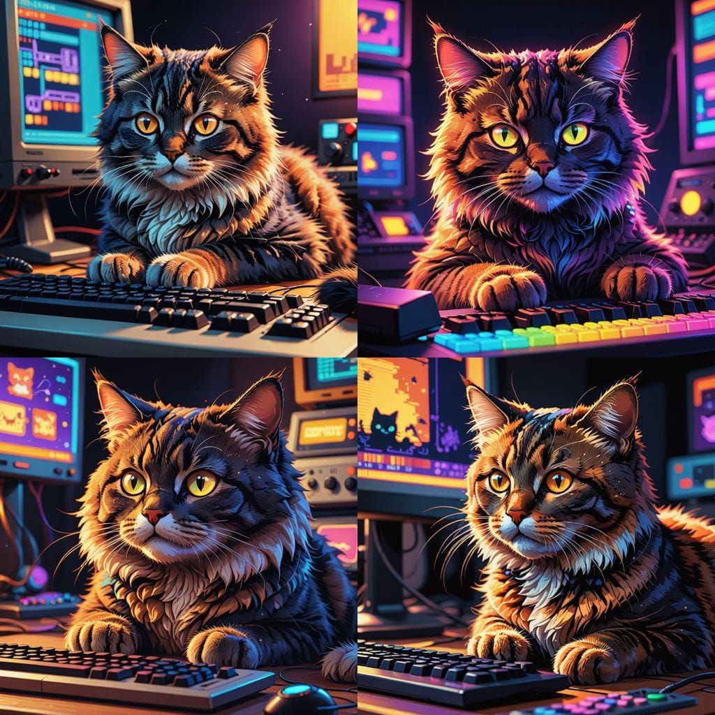 Retro Gamer Cat Plays 90s Shooter