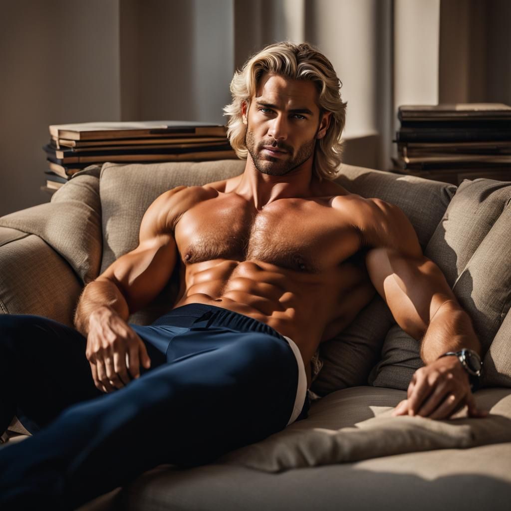 Apollo: Handsome Greek God Relaxing with Music