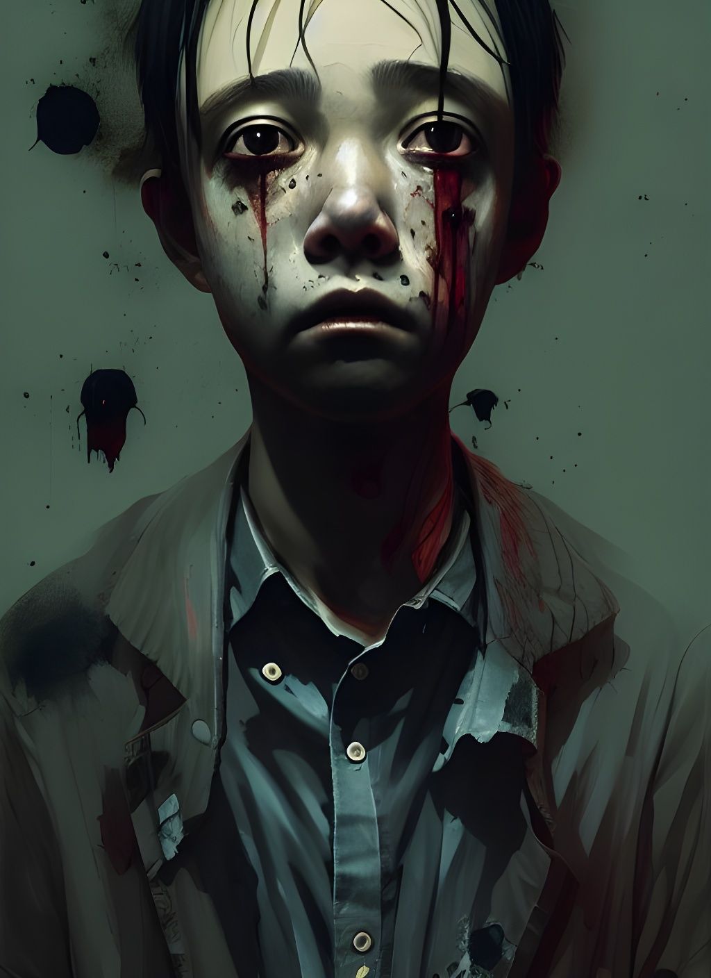 Sad Haunted Boy Portrait in Sinister Style