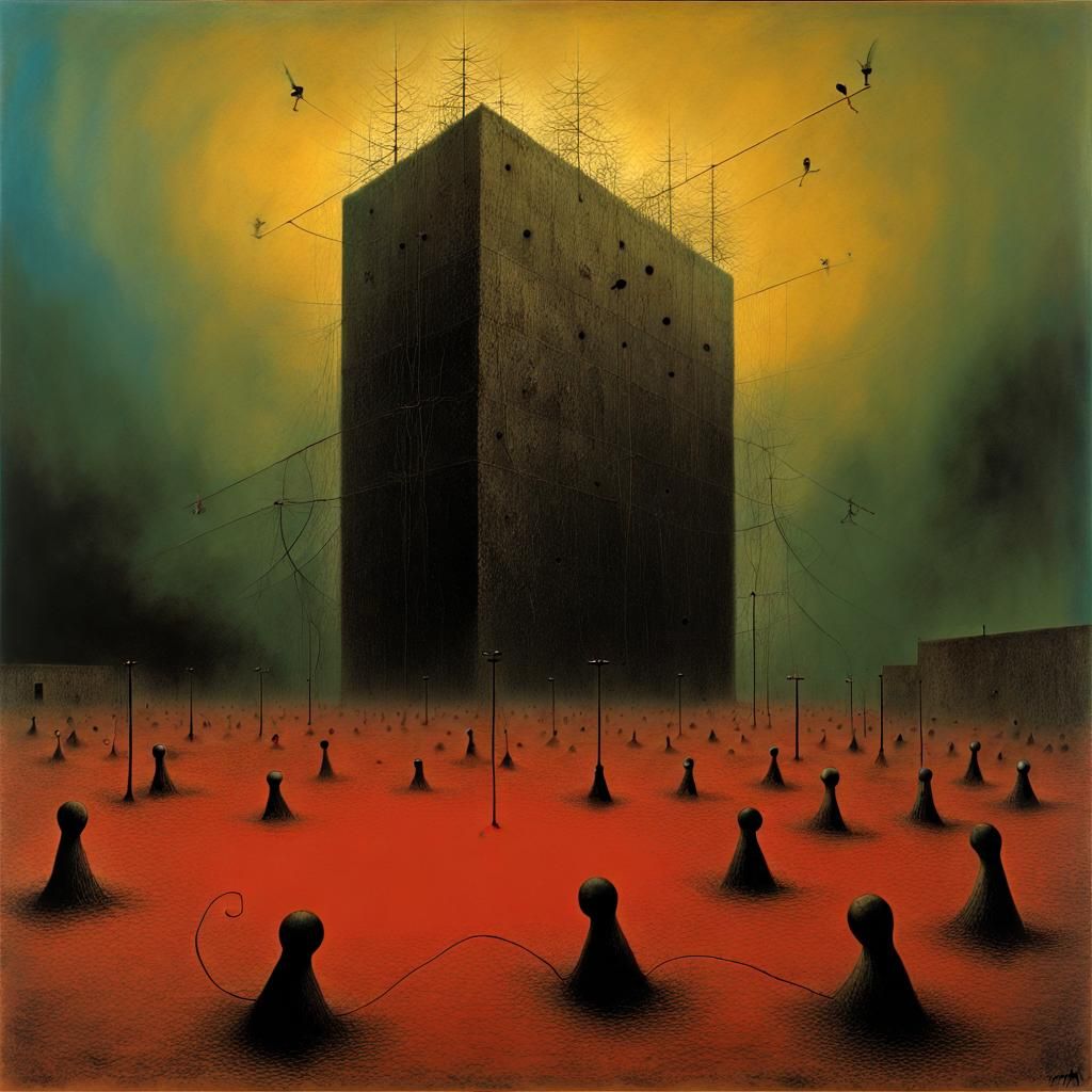 Chaotic Abstract with Electric Melancholy, in Surrealist Sty...