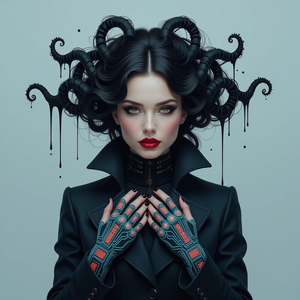 DNA Hair: Cyberpunk Surrealism in Digital Art