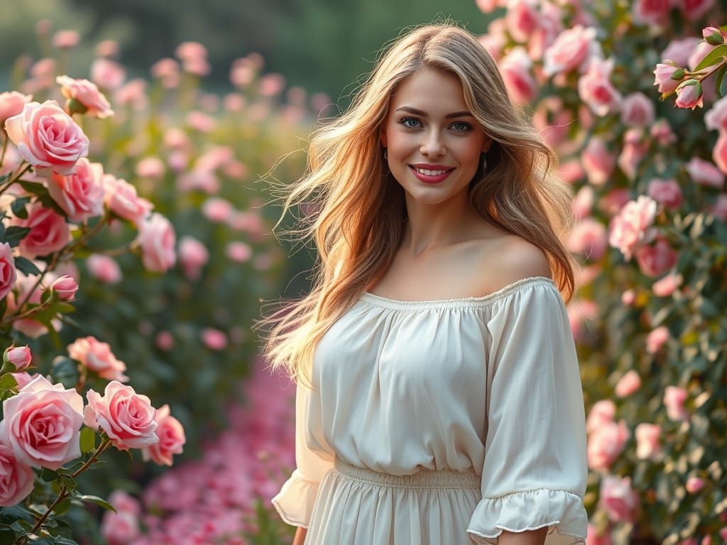 Romantic Lady in Rose Garden, Razumovsky Style