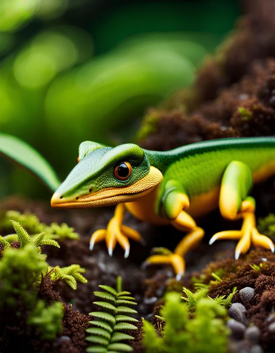 Miniature Dinosaurs in Jungle, 3D Rendered