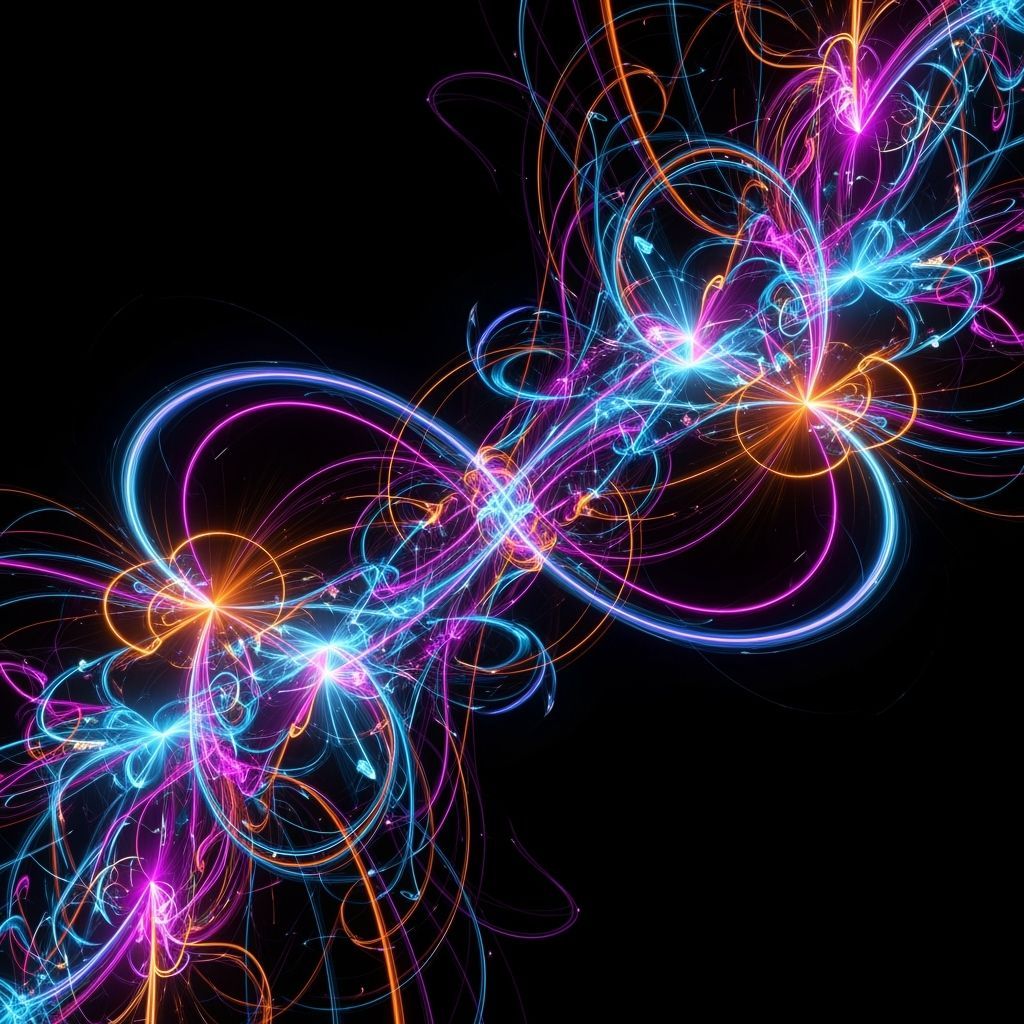 Swirling Neon Colors on Black in Synthwave Style