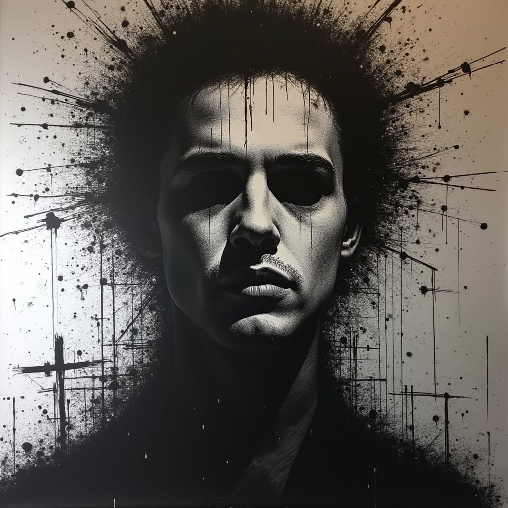 Surreal Silver Portrait in Abstract Hyper-Realism