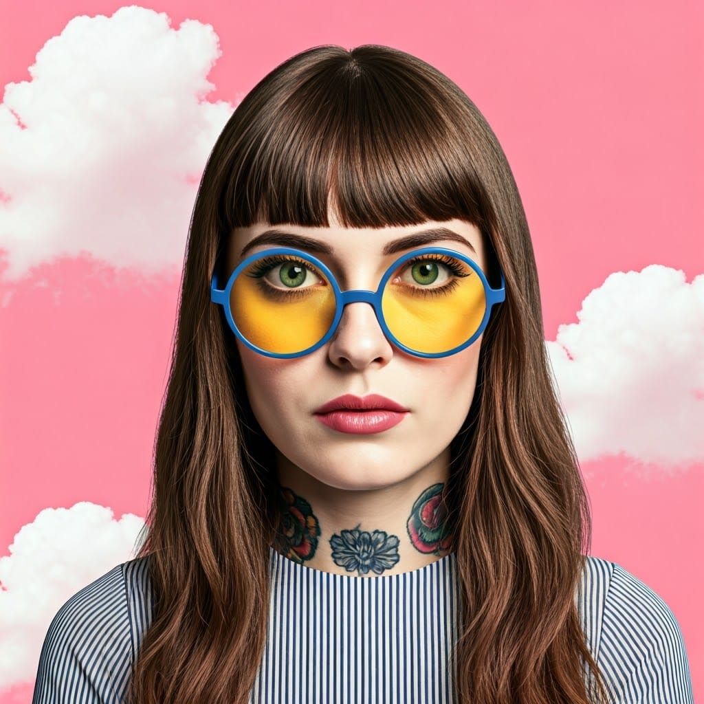 Vibrant Bohemian Sludge Punk Fairy in Oversized Glasses
