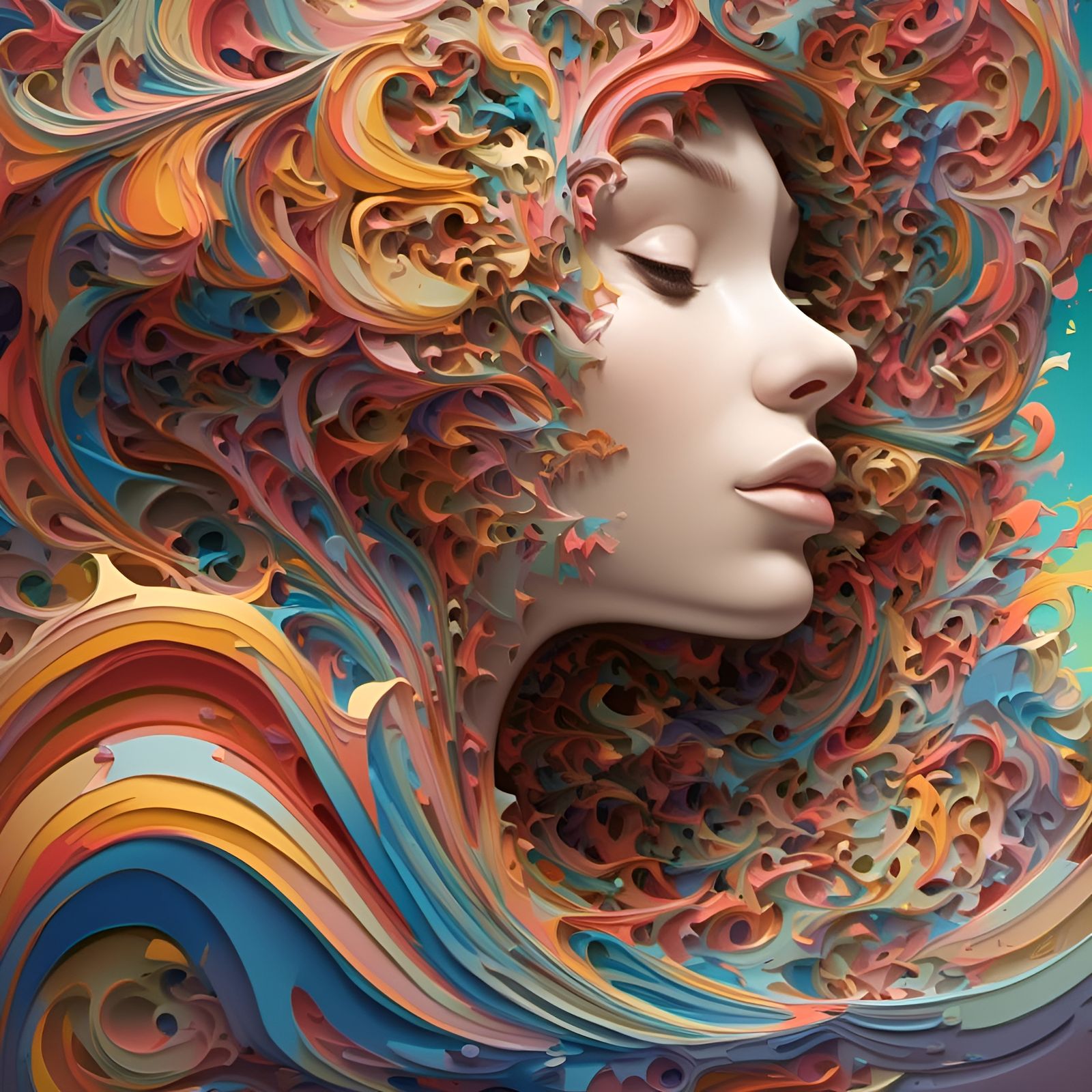 Abstract Portrait in Dynamic Lighting, Impasto Painting