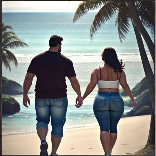 Romantic Beach Walk: Nostalgic Photograph of a Couple