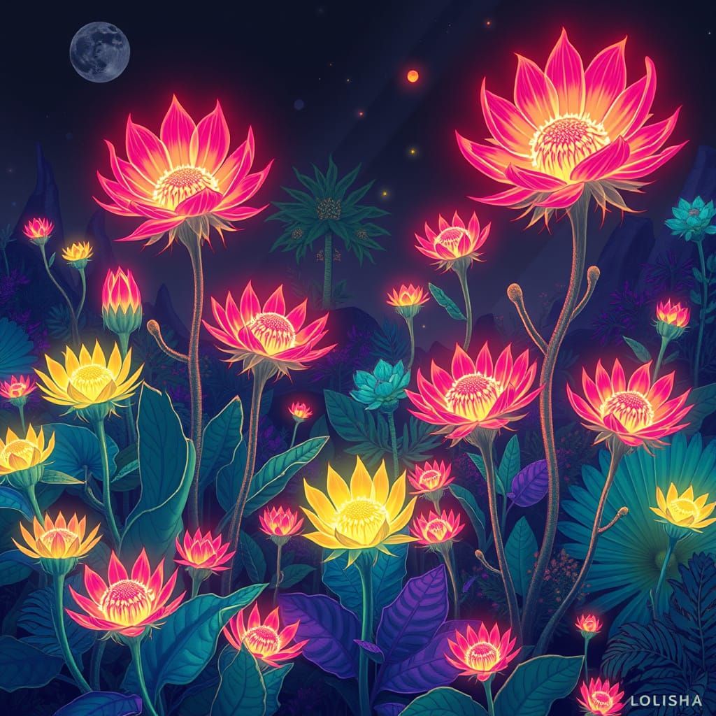 Radiant Fire-Thorn Flora in Solar Ecosystem