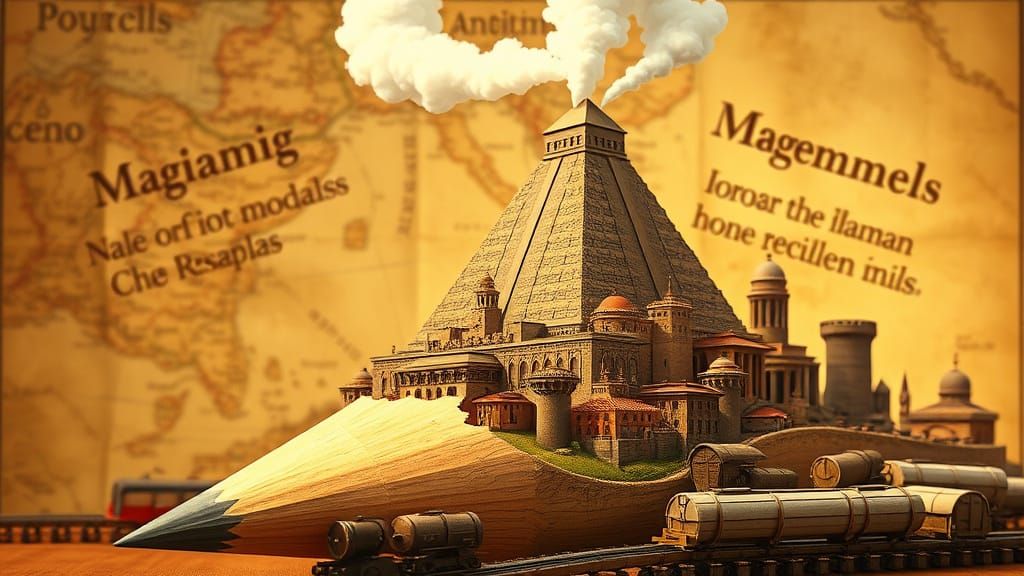 Rome City Pencil Tower on Vintage Map Background