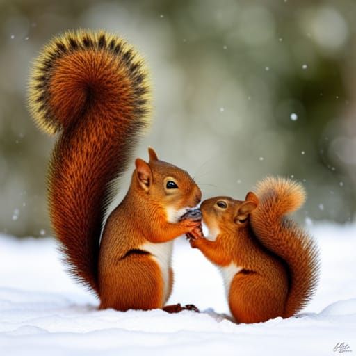 Cartoon Squirrel Brothers Playing in the Park