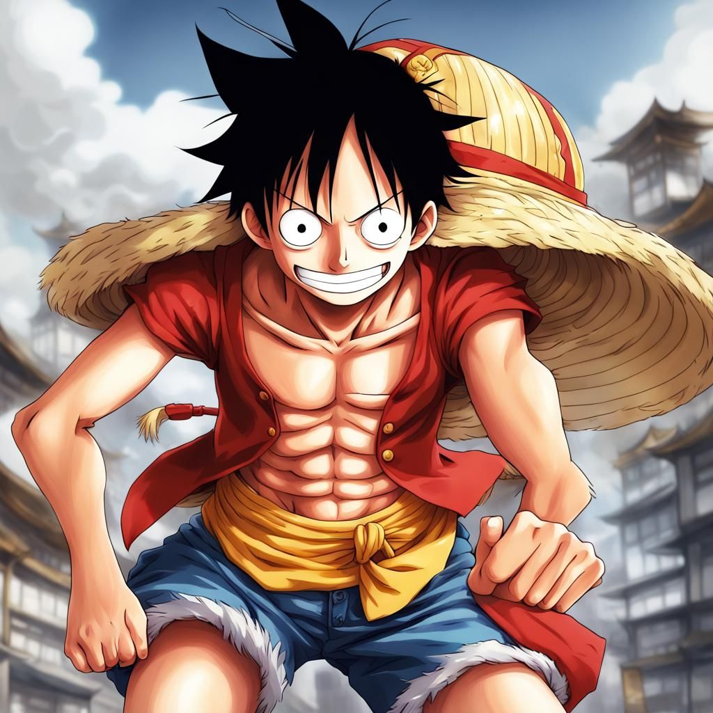 Super Asian Luffy in Anime Style