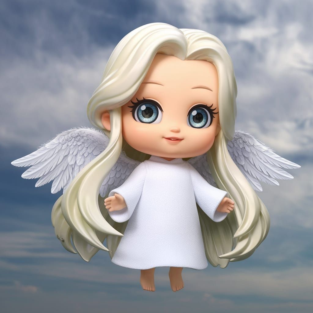 Chibi Angel in Cloudy Heaven