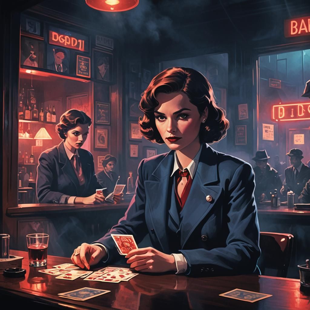 Noir Detective at Bar Do Didi in Comic Book Style