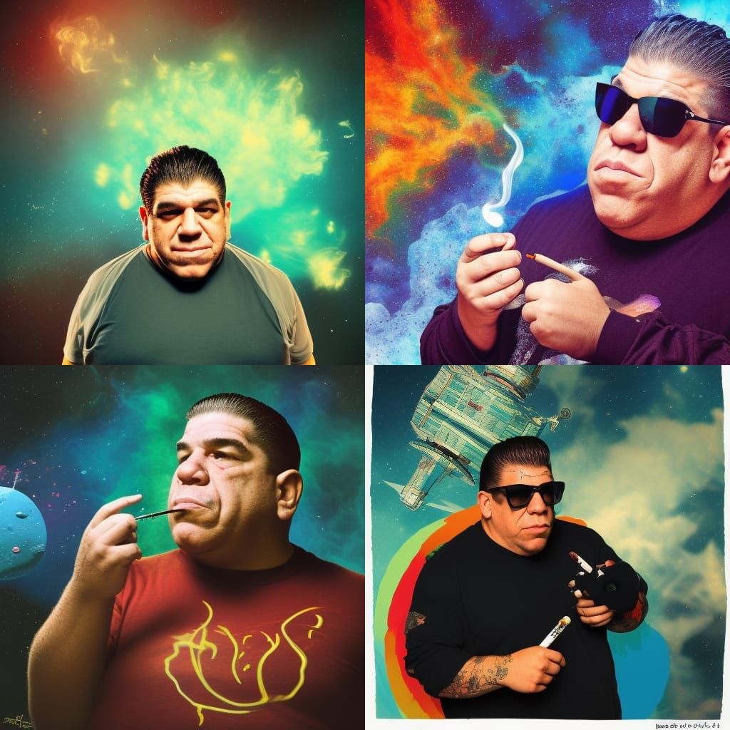 Joey Diaz Smoking a Joint in Space: Hyperrealistic Art