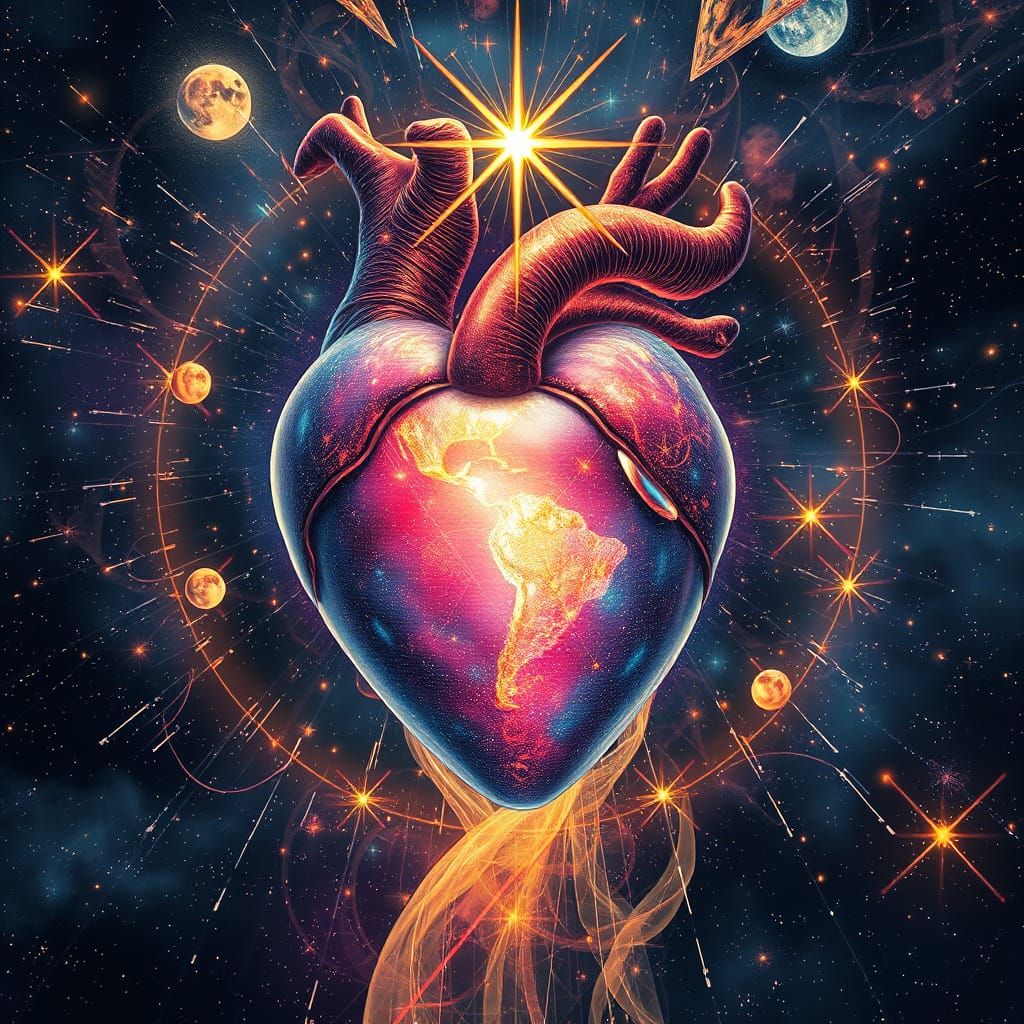 Cosmic Heart Blossoms in a Celestial Realm