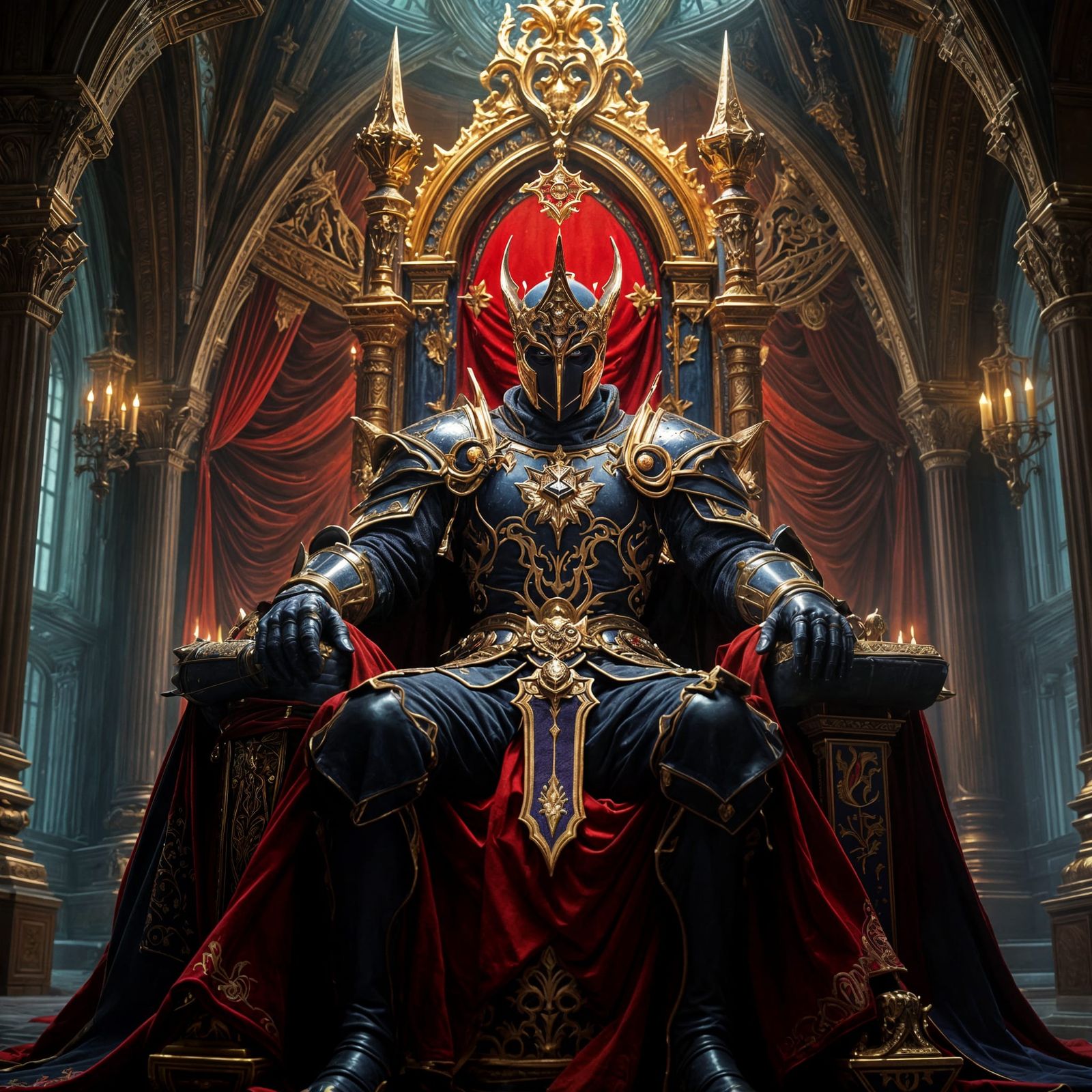 Regal Knight in Castle, Dark Fantasy Concept Art