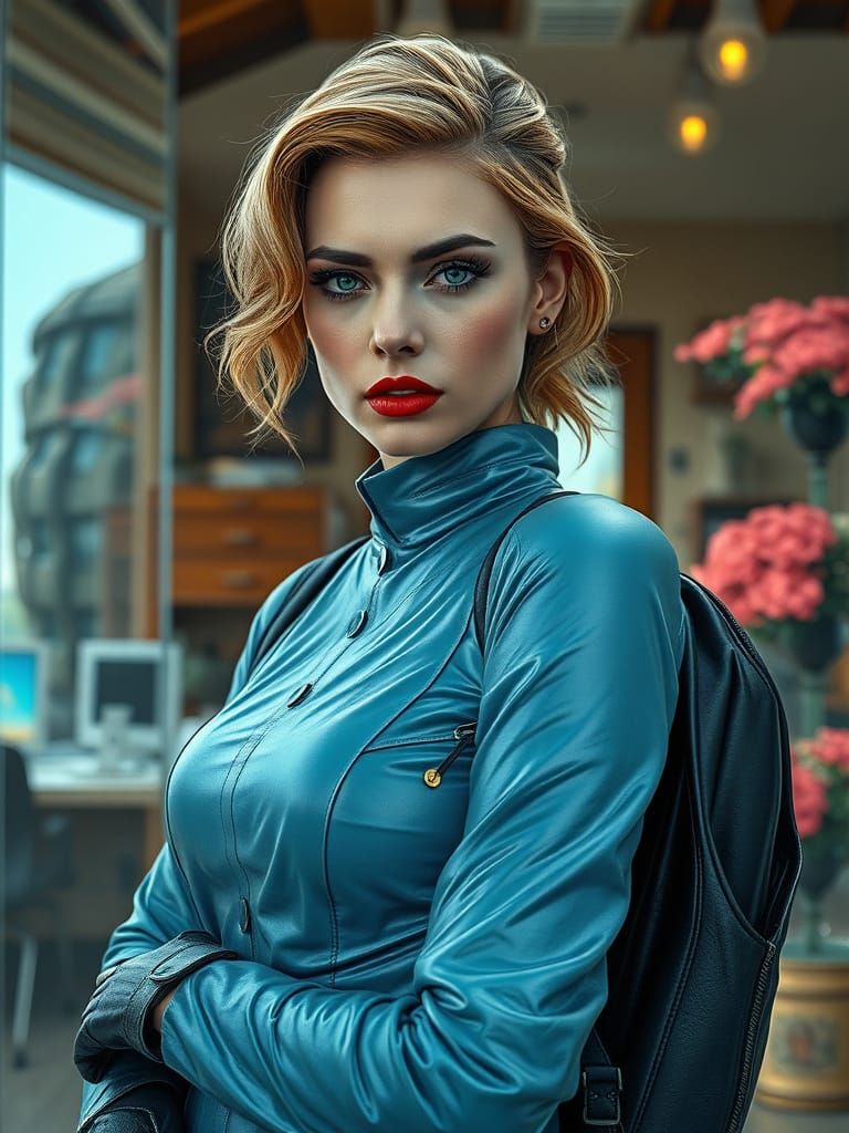 Solarpunk Leader Empowers Coastal Utopia in Vibrant Light