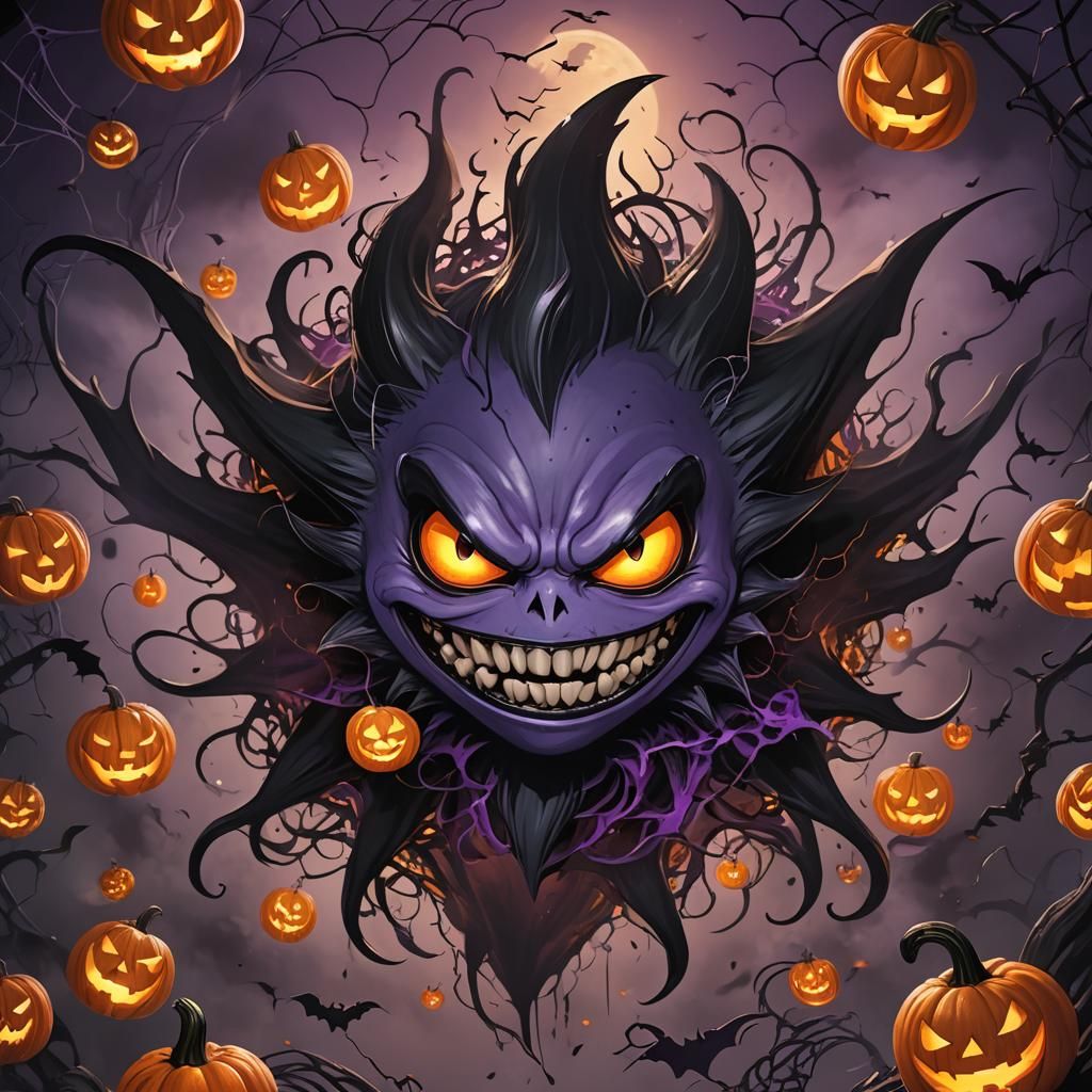 Gastly Halloween Splash Art in Autumn Colors