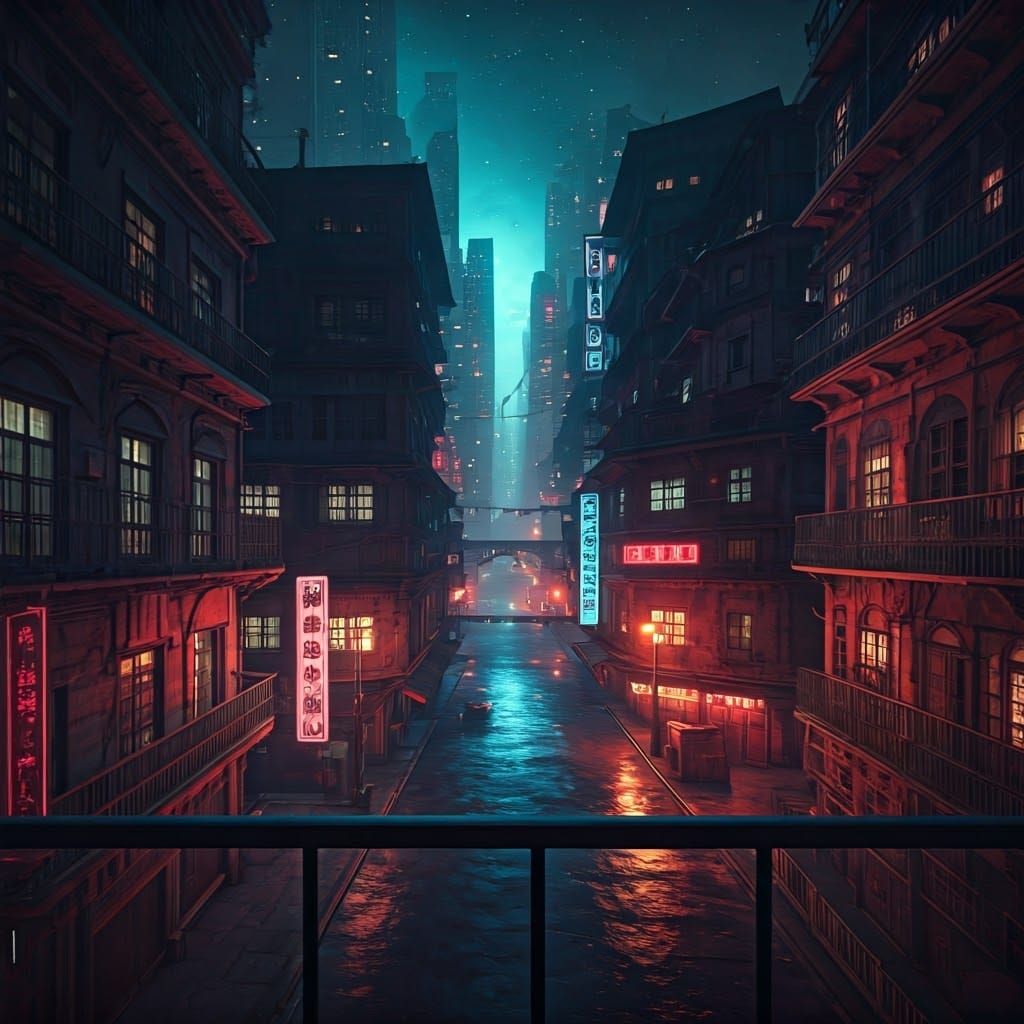 Mystical Chinatown Nightscape in Neon Hues, 8K Digital Paint...