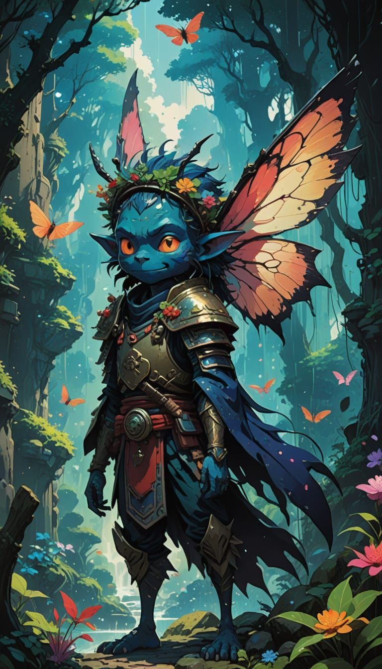 Whimsical Goblin Embarks in Vibrant Fantasy Realm