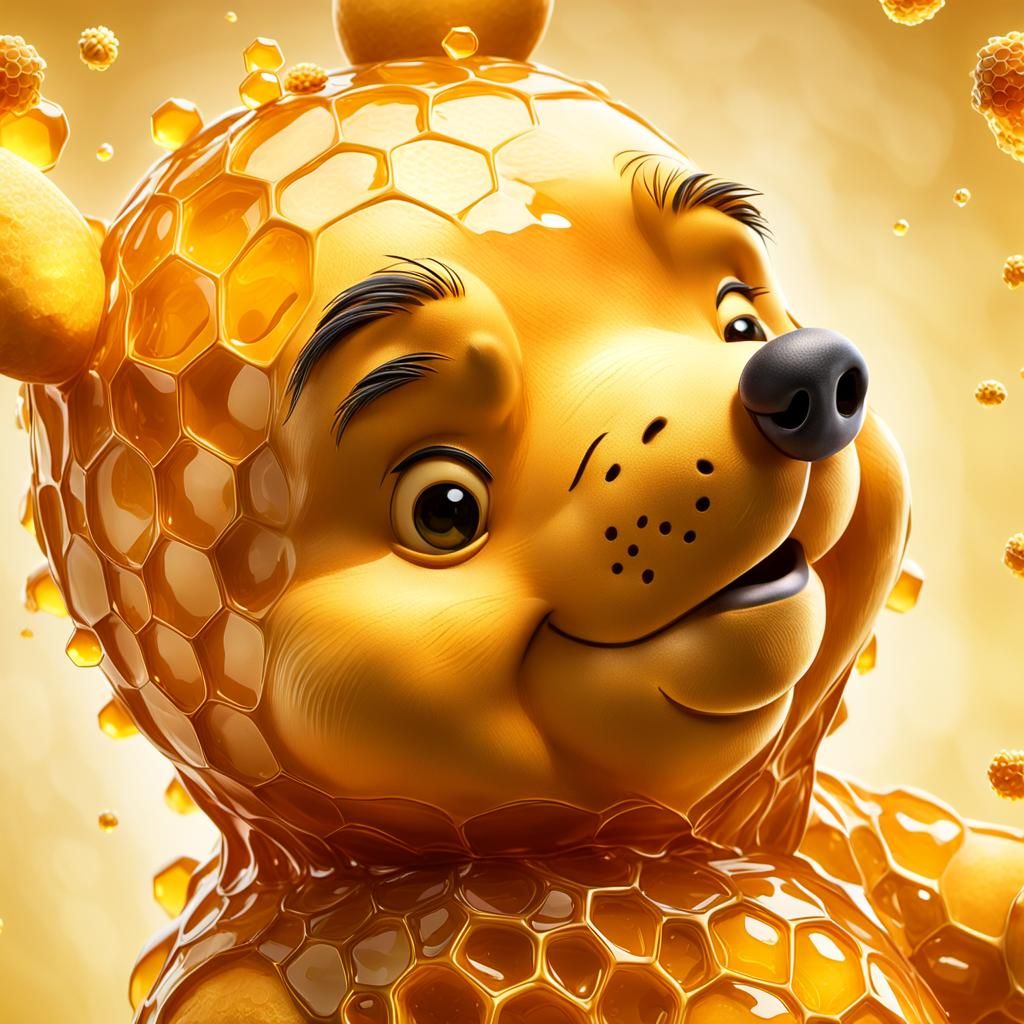 Honeycomb Pooh: Hyper-Realistic 3D Honey Bear