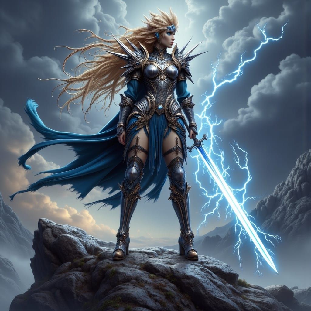 Storm Warrior Commands Lightning in Anime Style