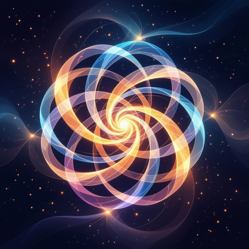 Abstract Unity: Luminous Energy Threads Forming Sphere