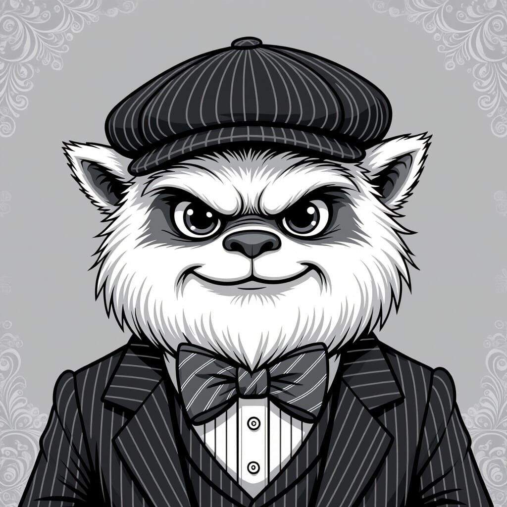 Whimsical Yeti in Bow Tie Illustration