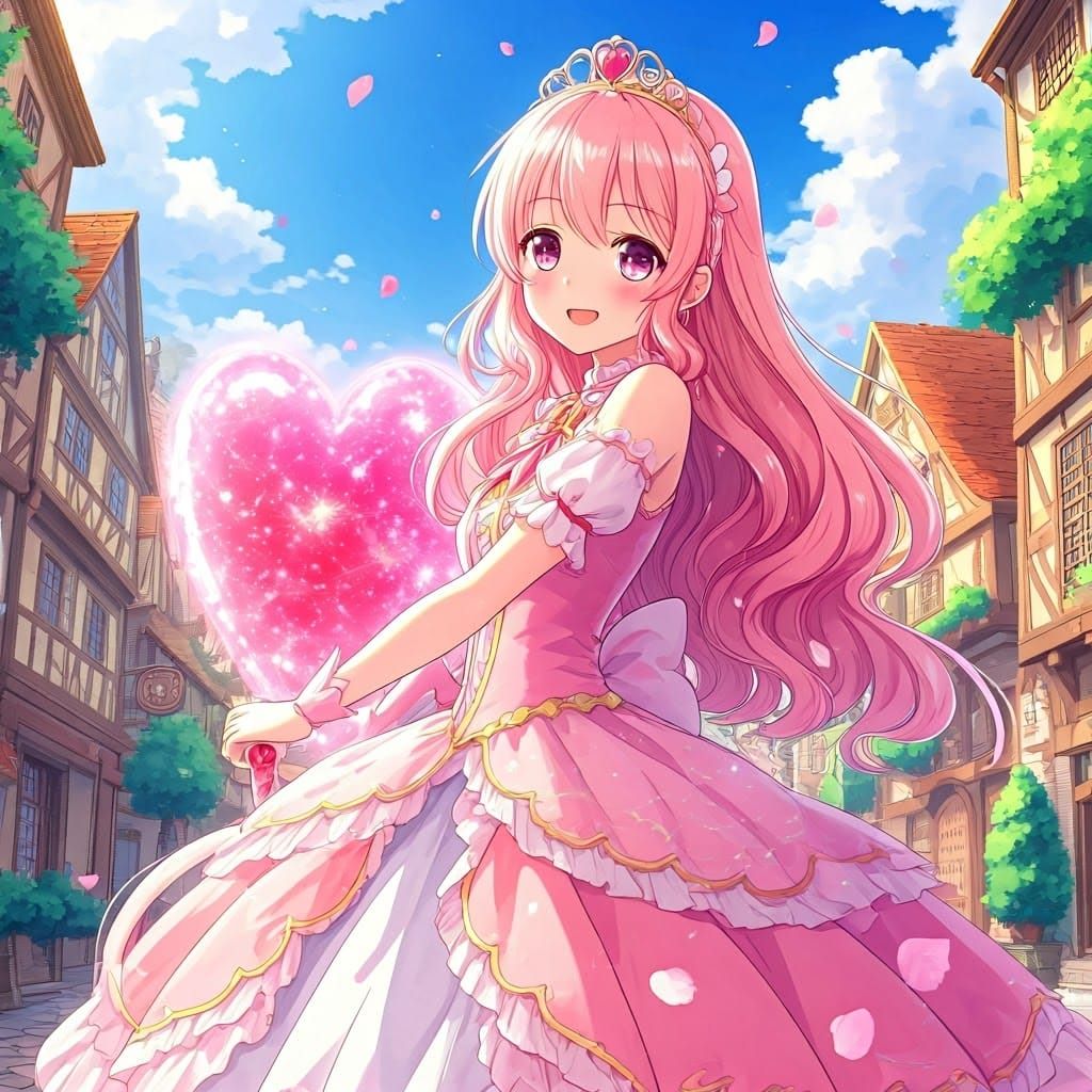 Magical Girl Protects Town in Anime Style