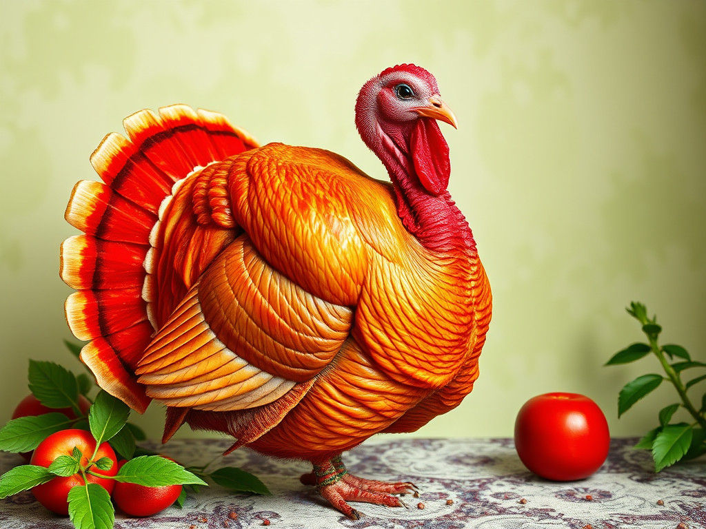 Ultraminimalist Turkey in Bright Red and Green