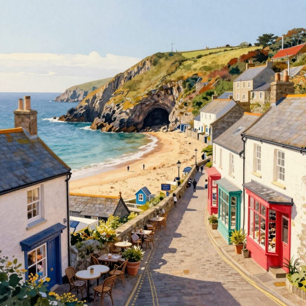 Quaint Cornish Village with Harbour and Beach