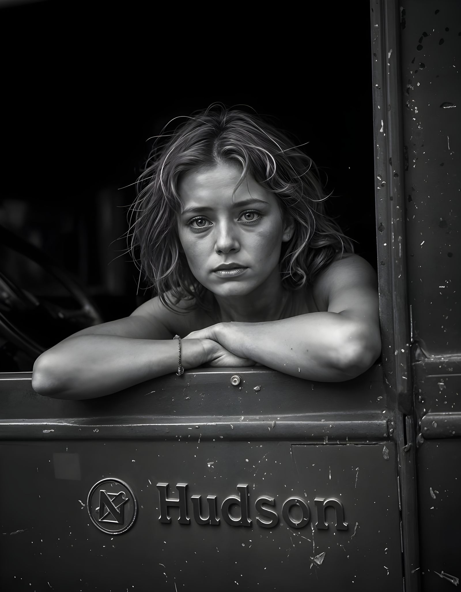 Weary Dustbowl Woman in 1926 Truck