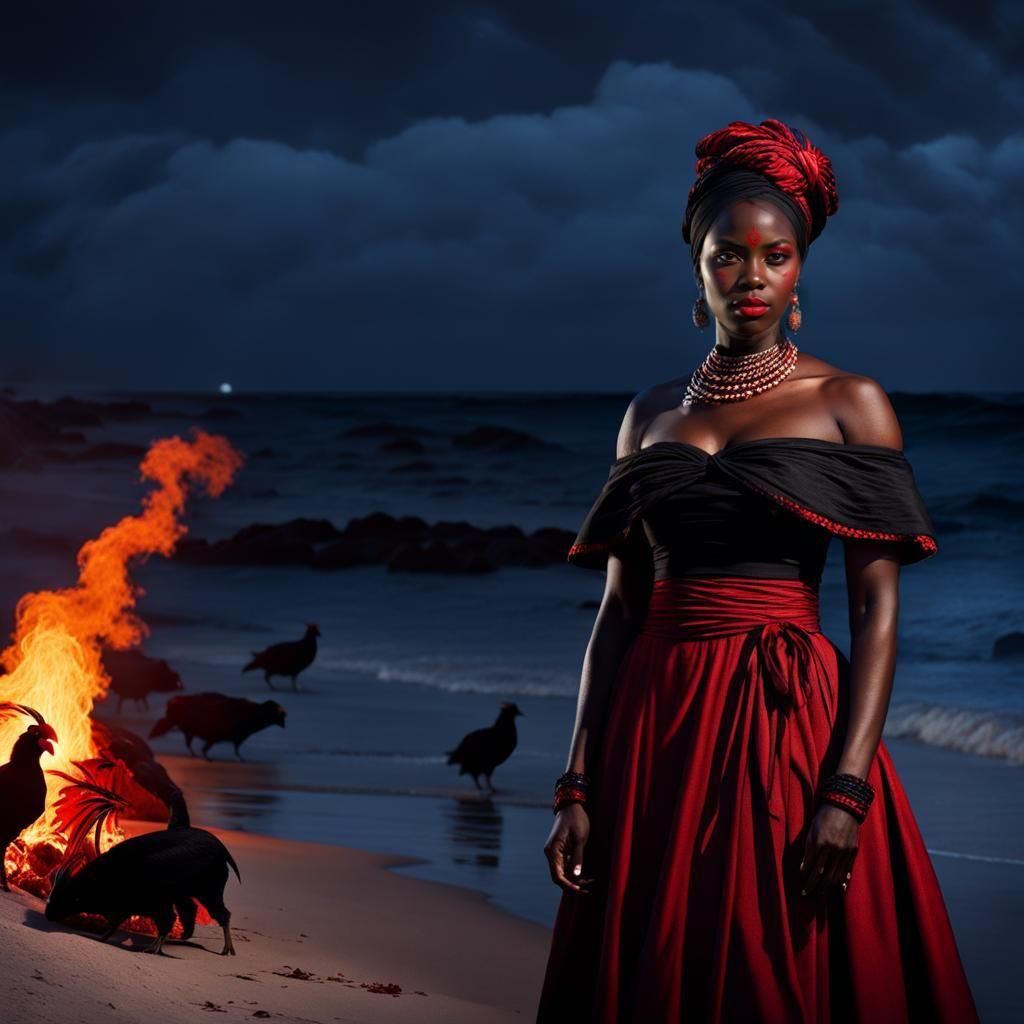 Marinette: Haitian Voodoo Goddess in Hyperrealistic Style