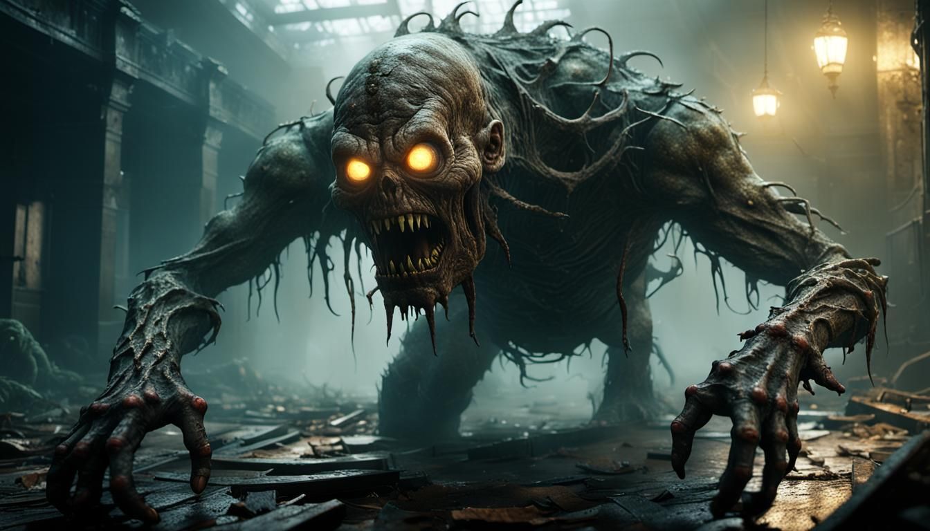 Ghoulish Abomination Crawling Through Abandoned Asylum