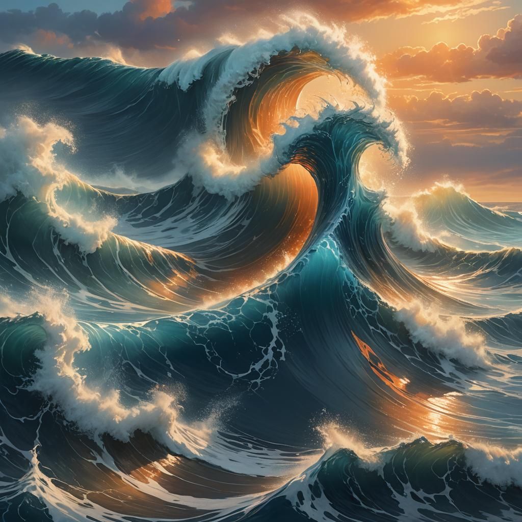 Unbreakable Wave Suspended Mid-Air Over Ocean